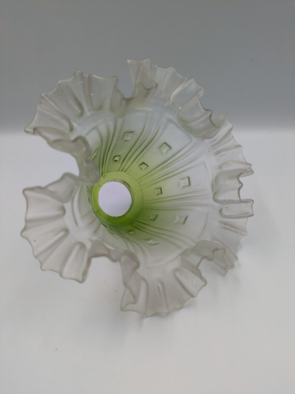Antique Lamp Shade Green Ruffled Art Nouveau Frilly Pendant Light shade Tulip