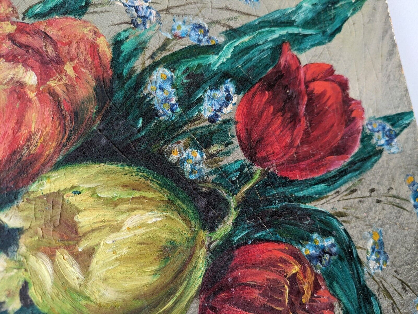 Antique Painting Floral Bouquet Picture frameless vintage Shabby Chic Still Life