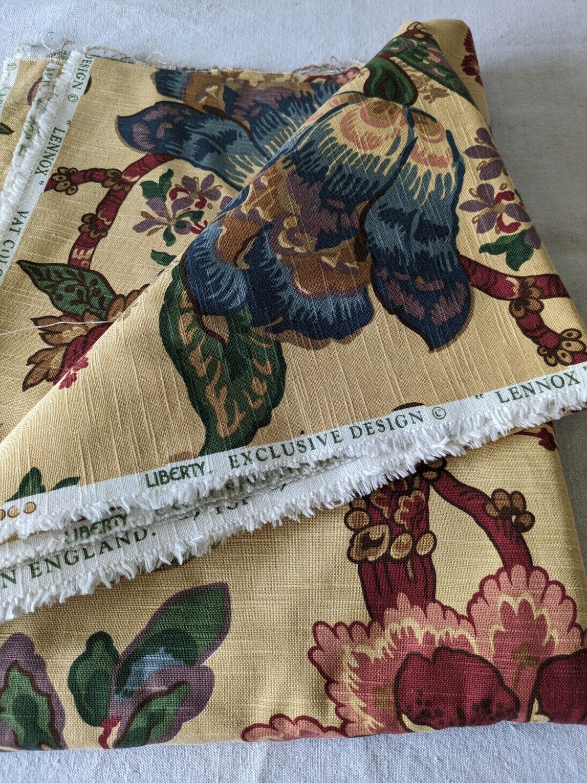 Large Piece Of Liberty Print Fabric Lennox 3.3m Cream Floral Upholstery Weight