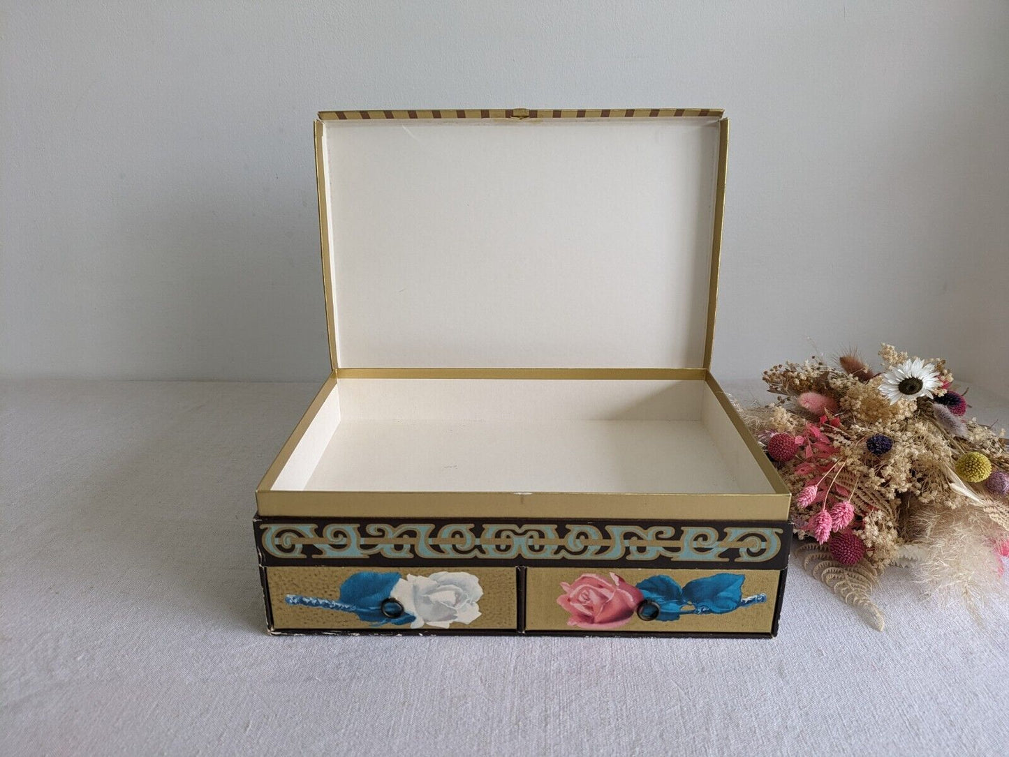 Vintage Chocolate Box Drawers To Store Jewelery Sewing Buttons Craft Cardboard