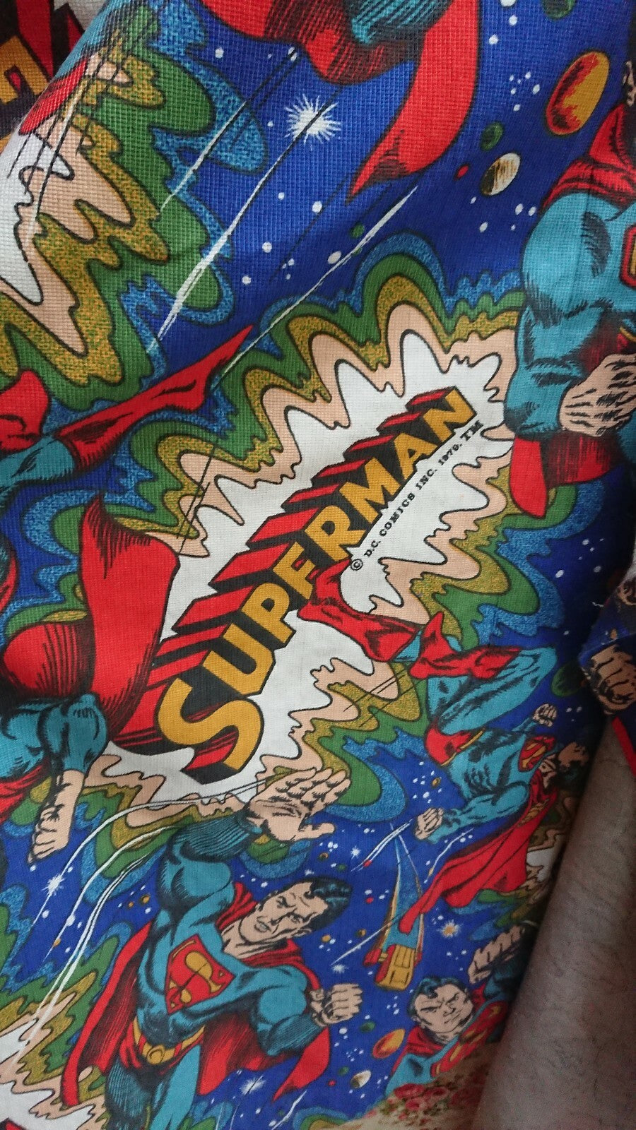 Vintage SUPERMAN DC Comics 1979 curtains childrens superhero 139cmD 163cmW retro