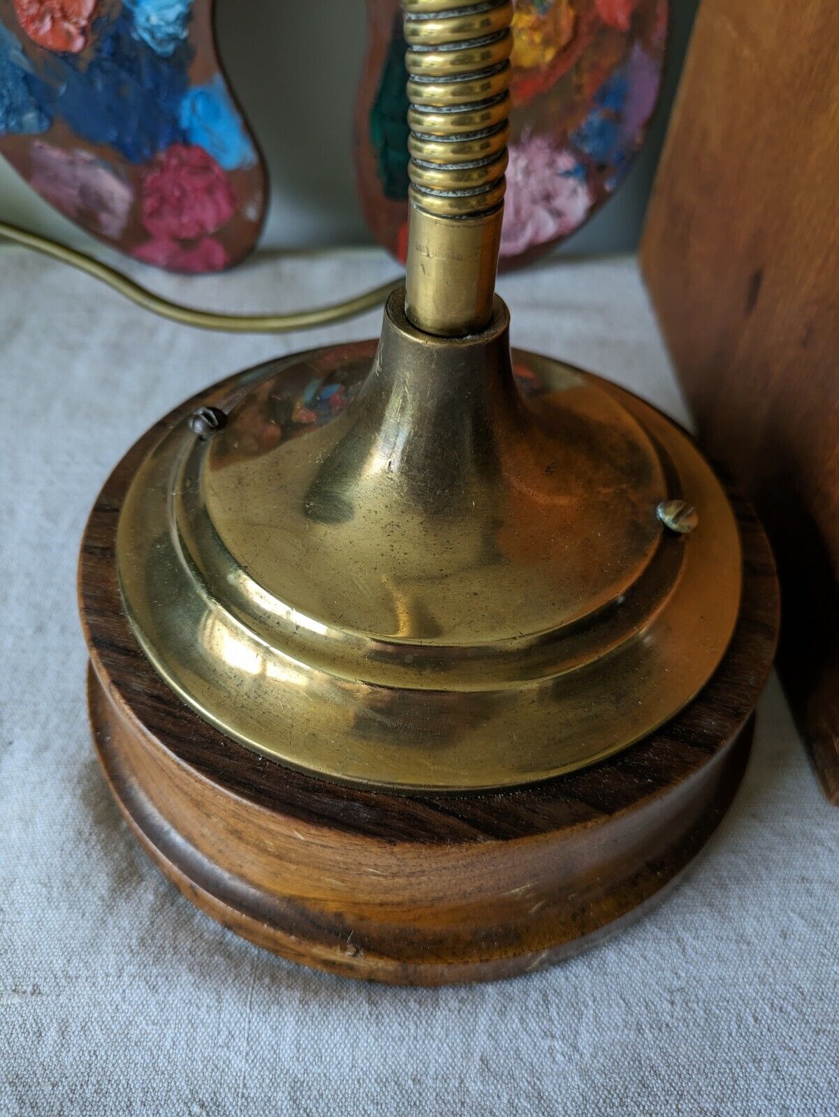 VINTAGE 1920s 30s ANTIQUE ART DECO BRASS GOOSENECK SHELL CLAM DESK LAMP WORKING