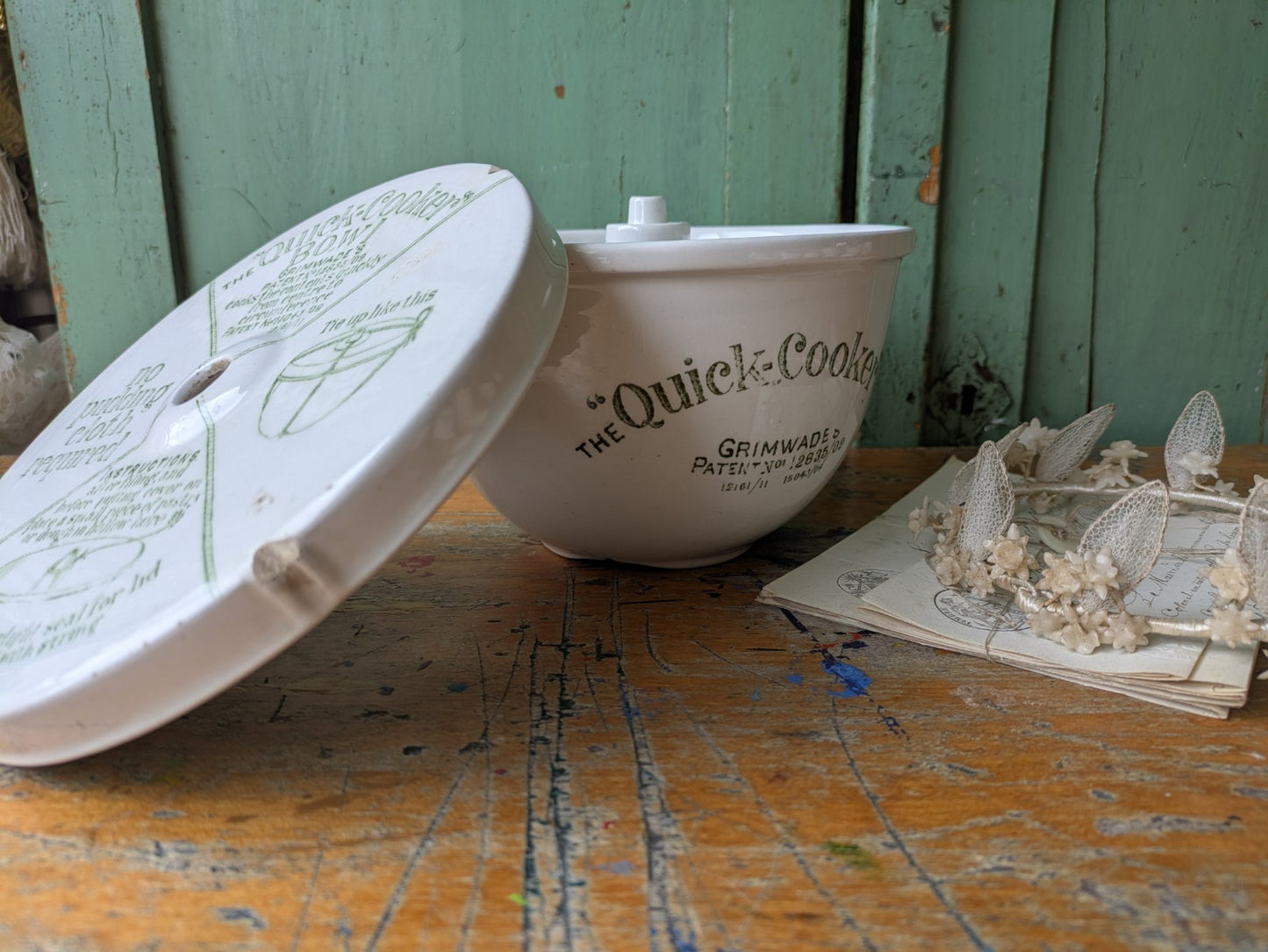 Antique Grimwade's Quick Cooker c 1911. Ironstone Bowl Steamer Vintage Prop Vgc