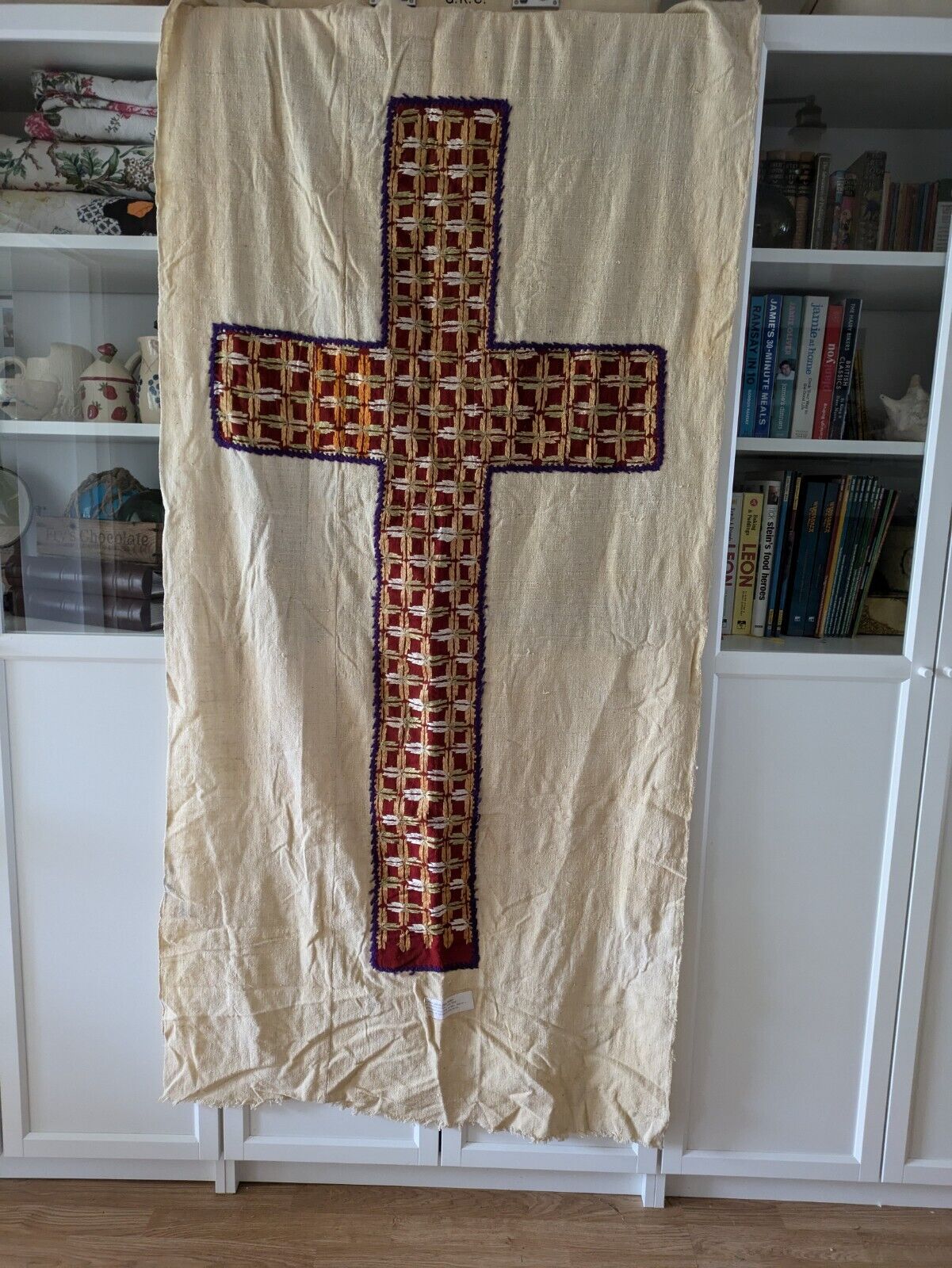 Large Old Ecclesiastical Christian Church Banner Embroidered Punjabi Batala Folk