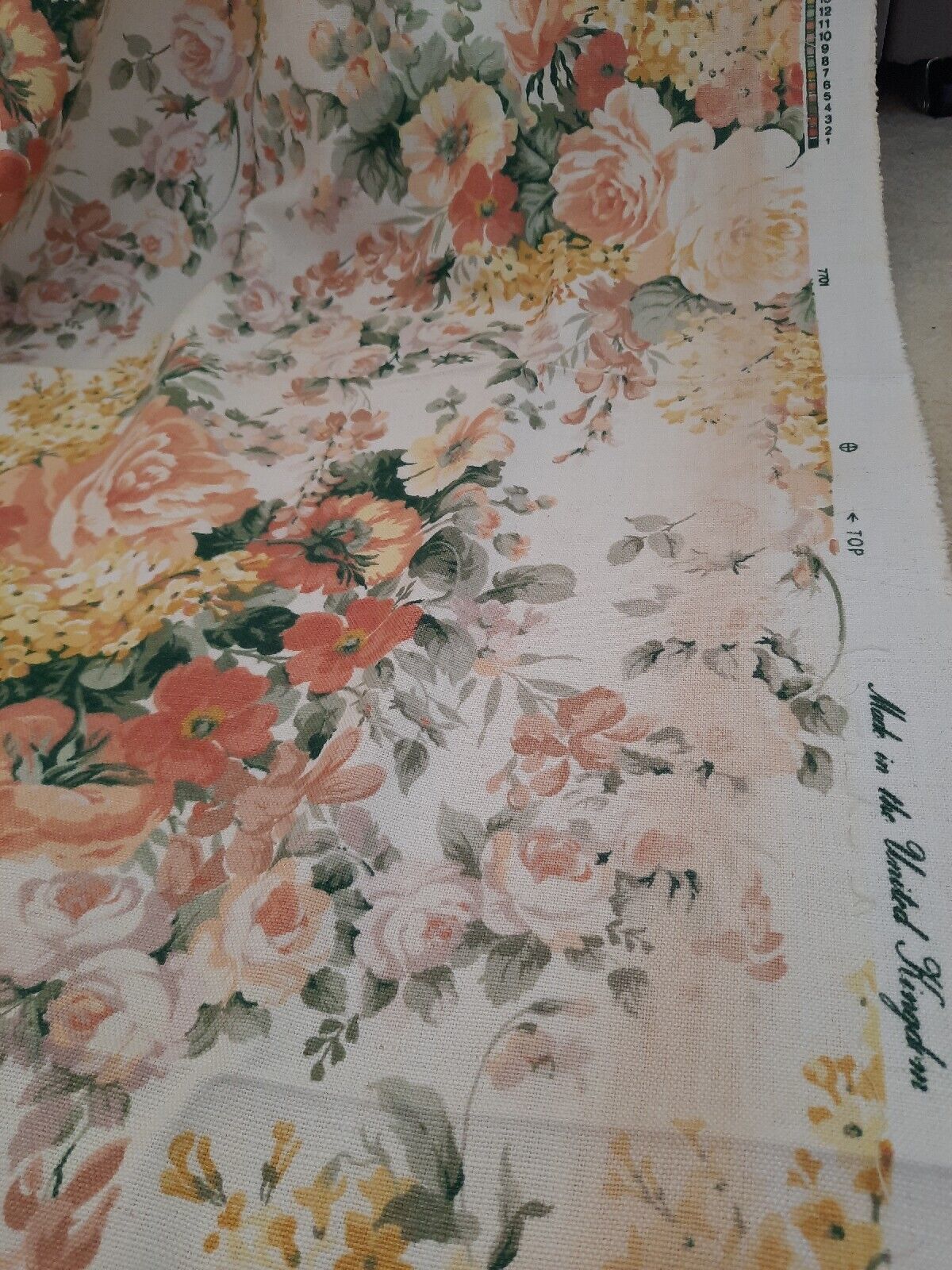 SANDERSON “HIGH SUMMER’ VINTAGE CURTAIN / FURNISHING FABRIC 2.75Mts Cabbage Rose