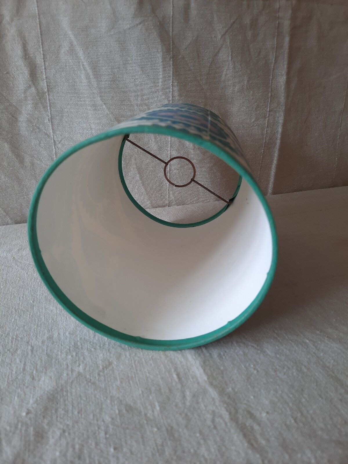 Lampshade Vtg retro Green Blue Pattern pendant shade 60s 70s light Lamp Flower