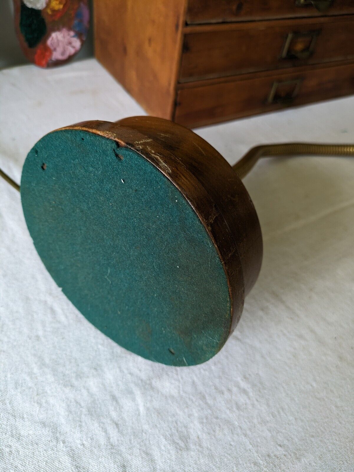 VINTAGE 1920s 30s ANTIQUE ART DECO BRASS GOOSENECK SHELL CLAM DESK LAMP WORKING