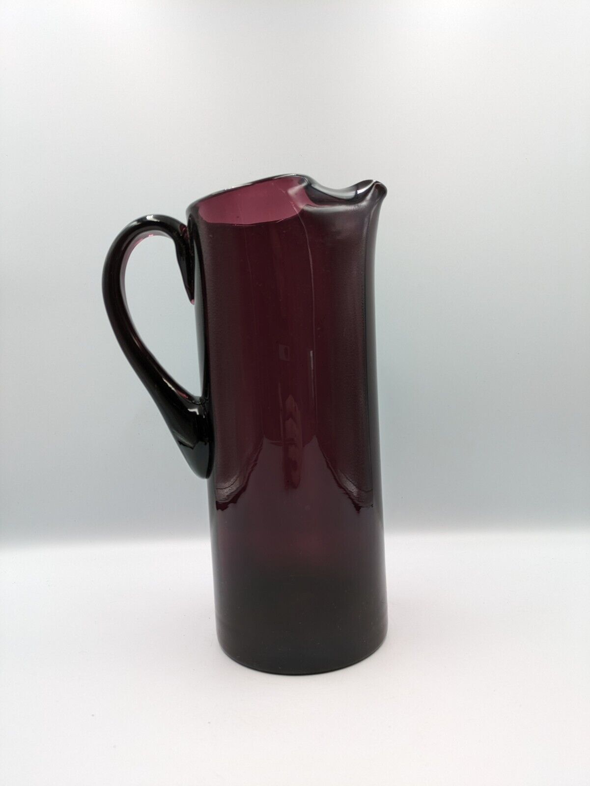 Tall Vintage Italian Amethyst Art Glass Hand Blown Pitcher Mid Century Modern