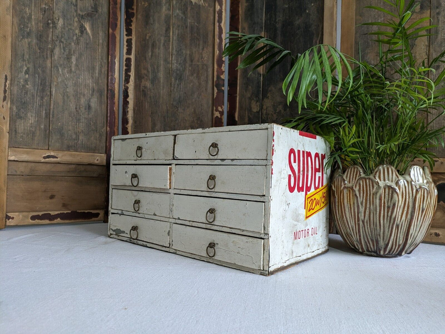 vintage Rustic Drawer office Motor Car drawers table desk top index Work Garage