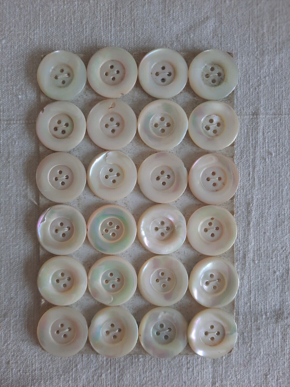 Job Lot Of 24x Vintage Mother Of Pearl White Buttons; Diameter 2.3cm 49g Shell