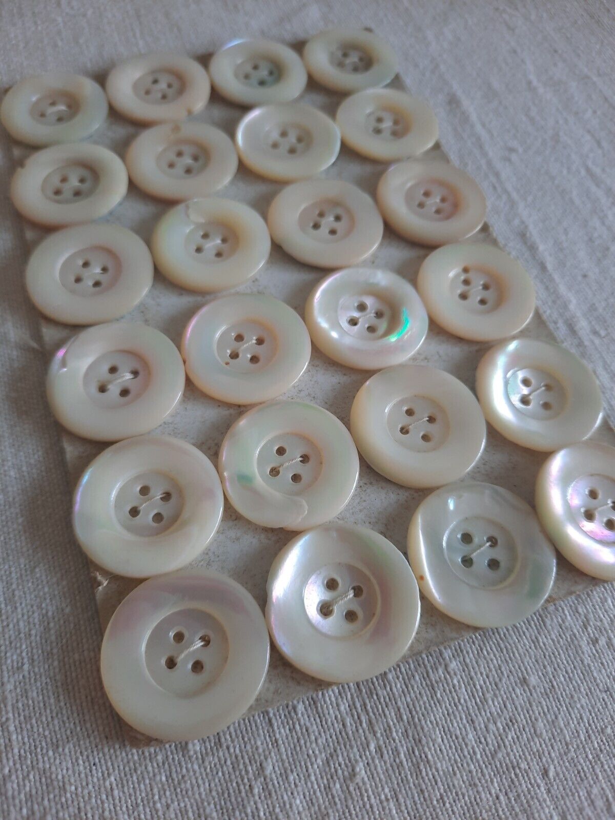 Job Lot Of 24x Vintage Mother Of Pearl White Buttons; Diameter 2.3cm 49g Shell