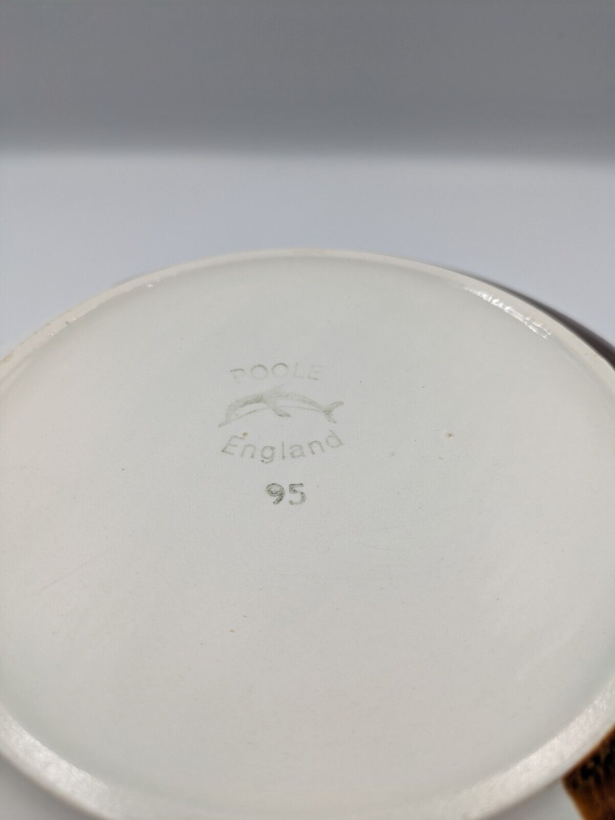 POOLE Pottery Bowl Dish England 95 vintage Brown White Two Tone Glaze Large Vgc