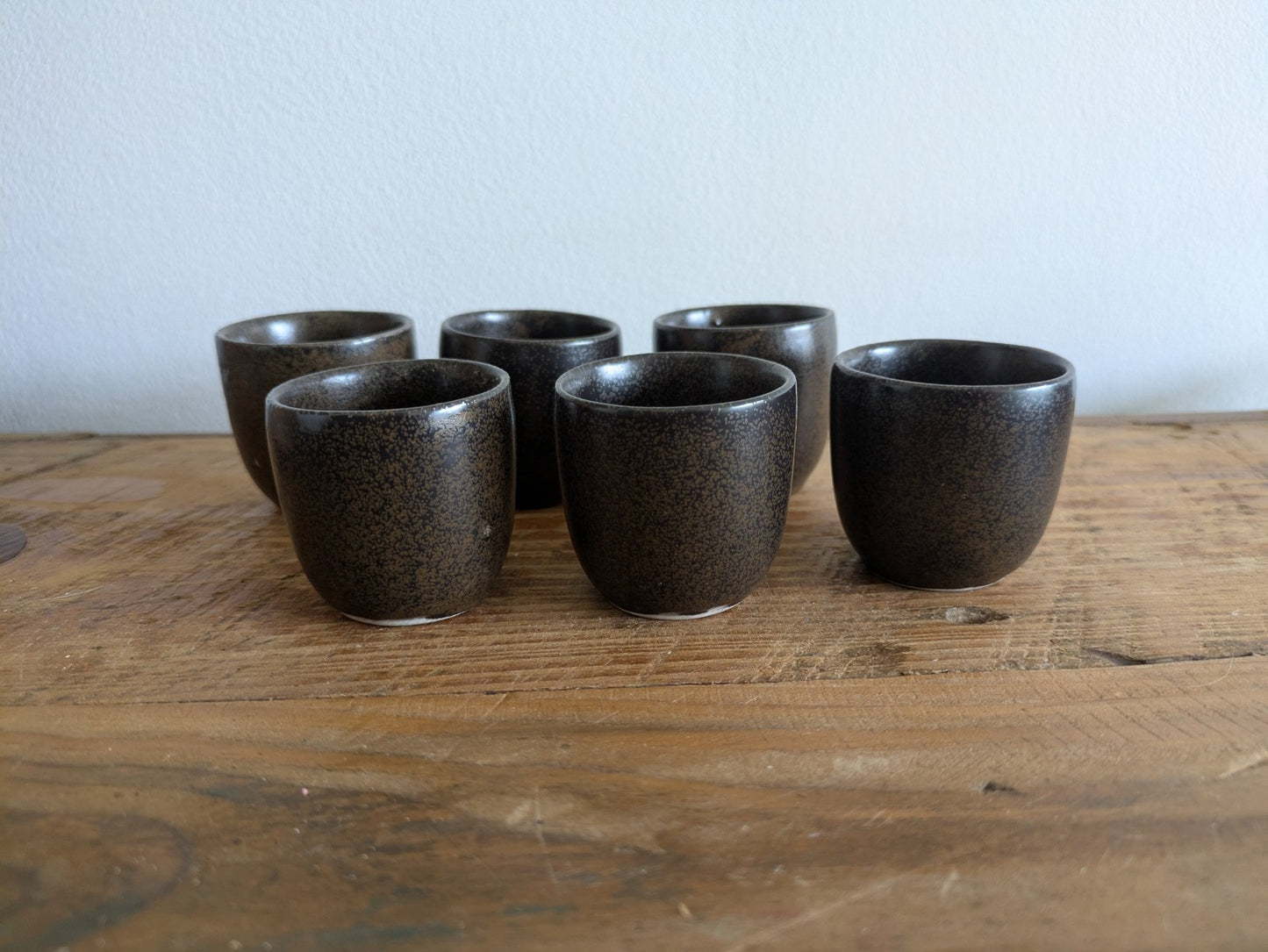 6x Vintage Denby Brown Glaze Egg Cups 1970s Retro Mid Century Prop Kitchen Set