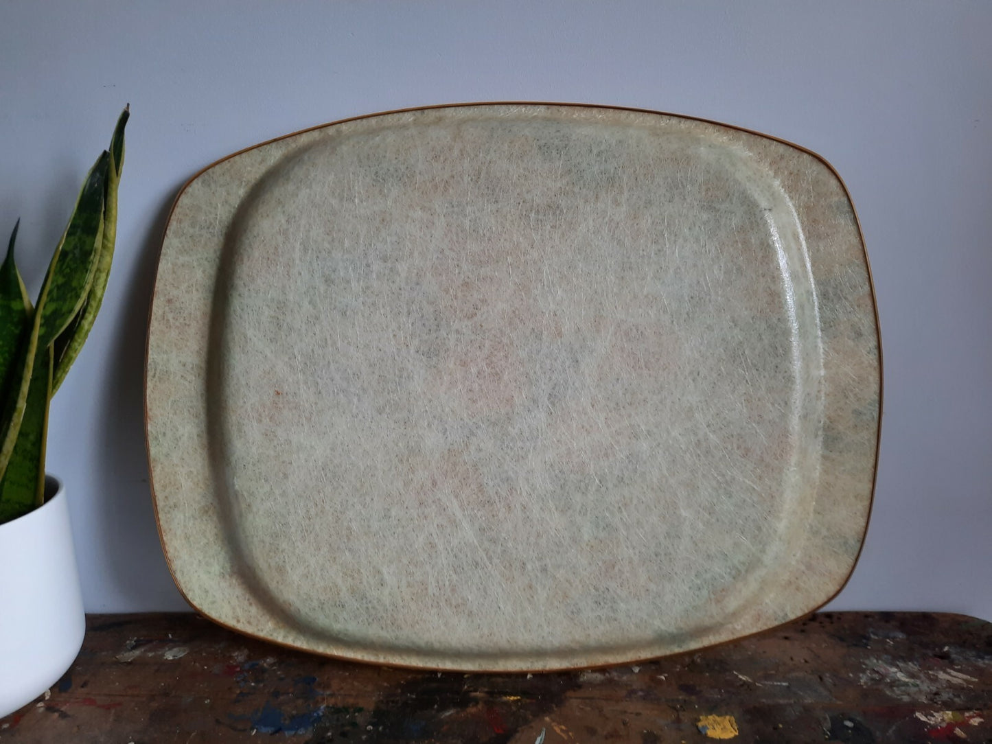 Vintage Fibreglass Cottage Floral Serving Tray lap dinner cabbage rose large vgc