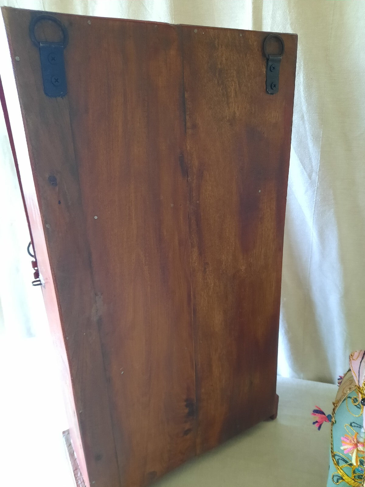 Indonesian Reclaimed Upcycled Wooden Driftwood Cupboard Glazed Wall Cabinet Red