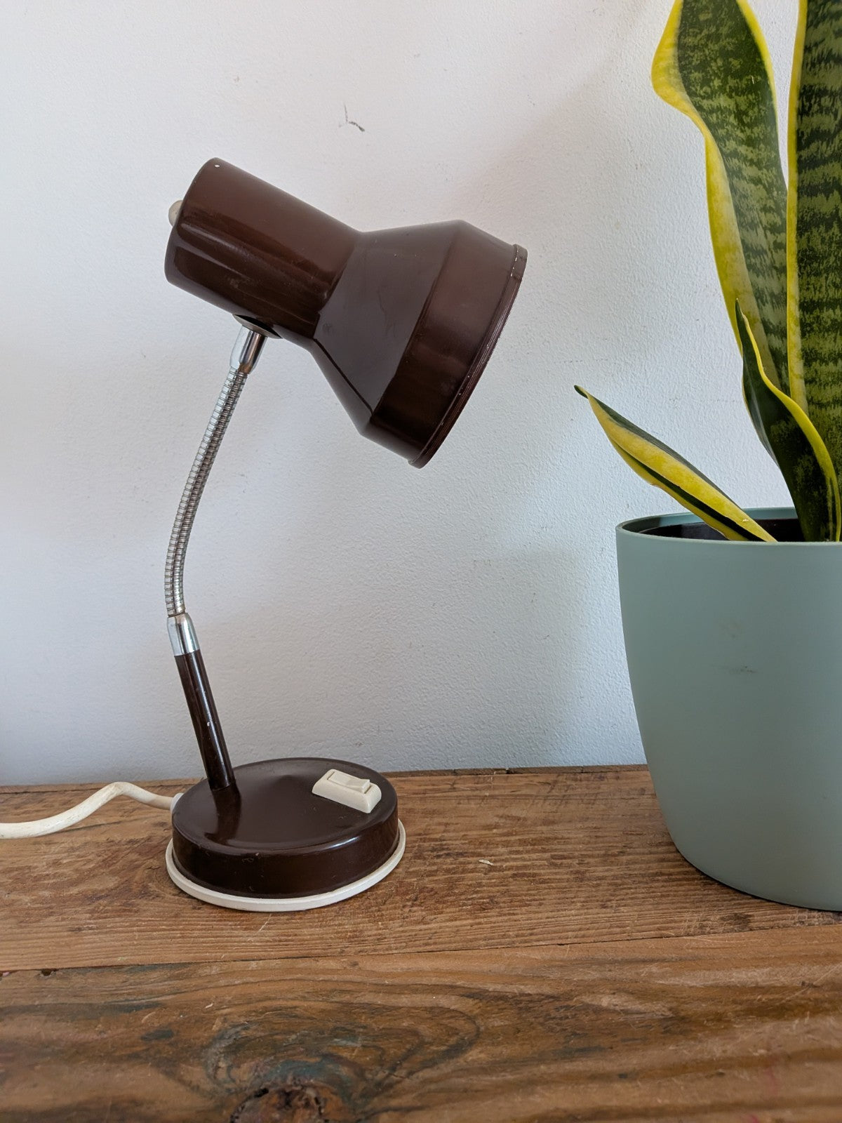 Vintage Brown Gooseneck Desk Lamp Veneta Lumi 70s Made in Italy Space Age Prova