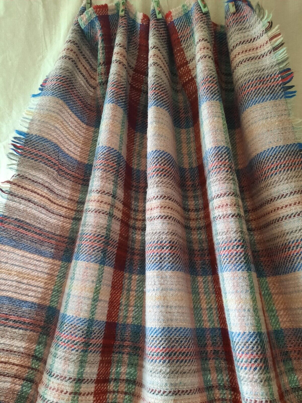 TWEEDMILL 100% Wool Sofa Throw Bed Blanket CHEQUERED CHECK RED BLUE RUG PICNIC