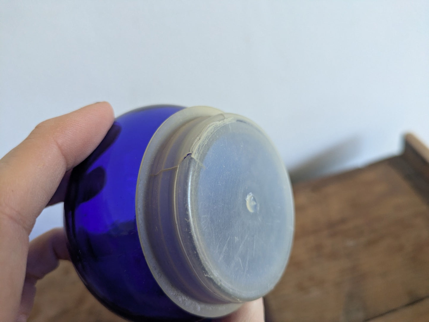 Vintage Blue Glass Cobalt Apothecary Storage Jar Made in Belgium 17cm High Vgc