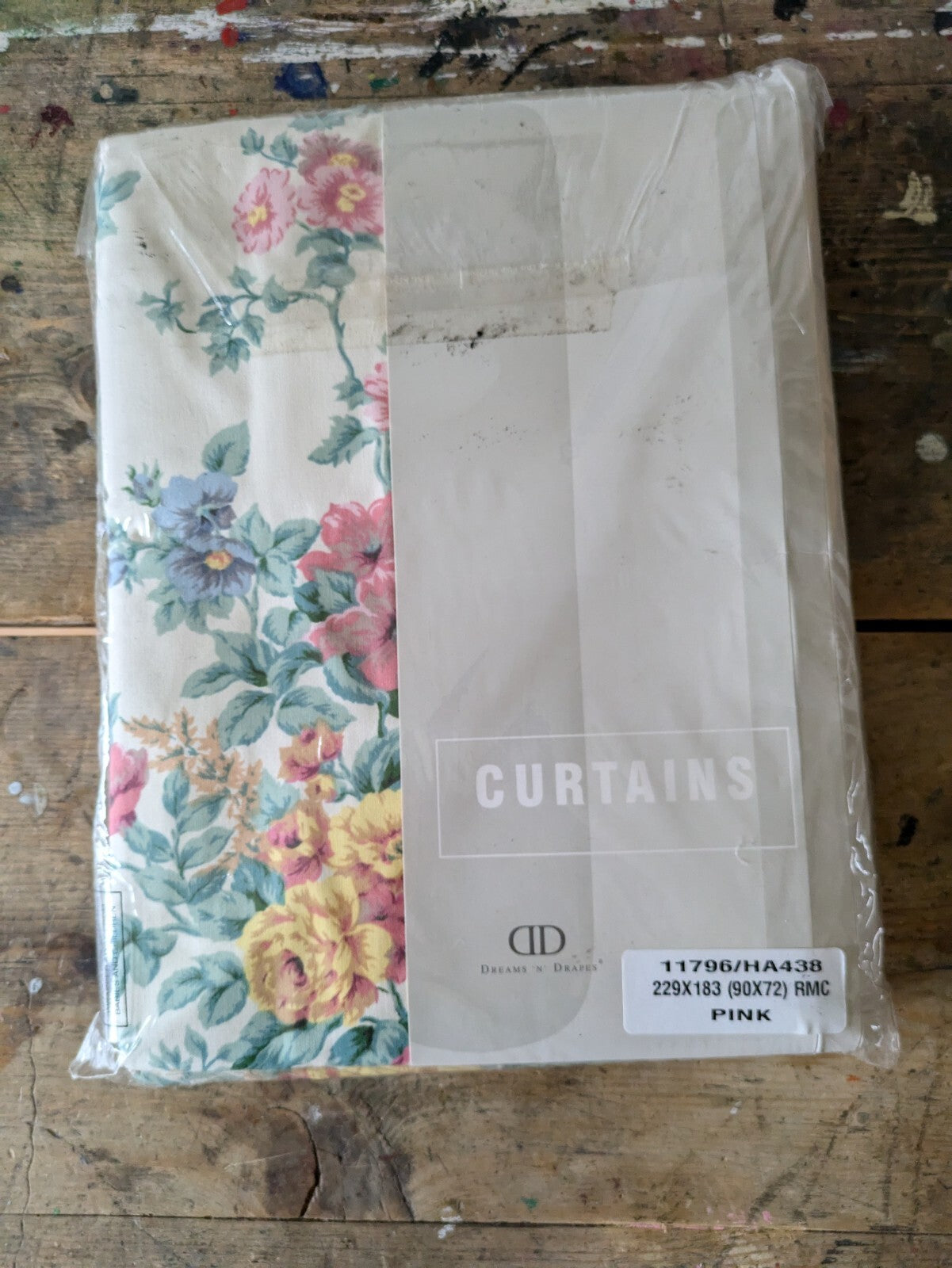Pair Of Dreams 'n' Drapes Curtains New Each 90" W x 72" D Cabbage Rose Floral