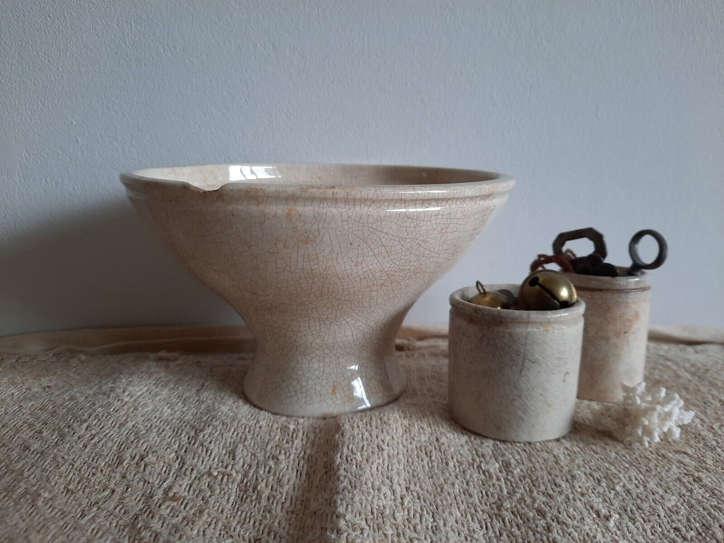 1 Victorian Jelly Mould bowl Shape crackle glaze antique vintage stoneware large