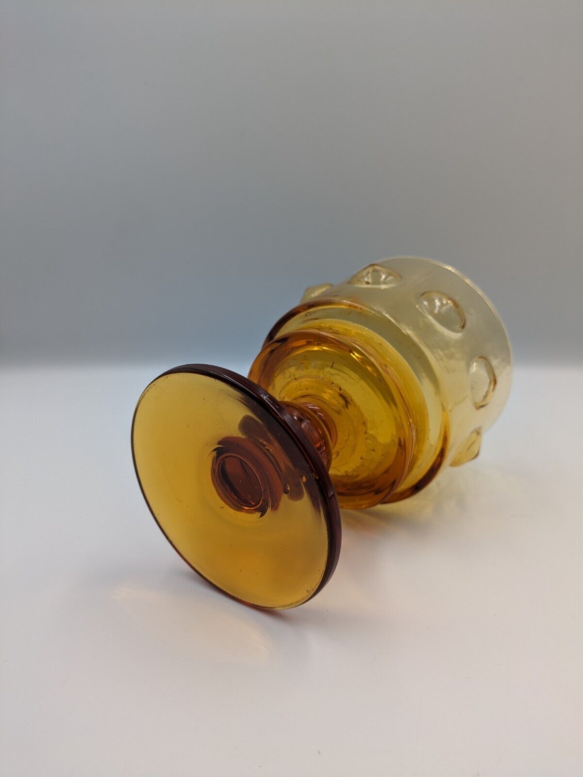 Vintage Indiana Glass amber Mustard Tiara Kings Crown Ball water goblet Bulbous