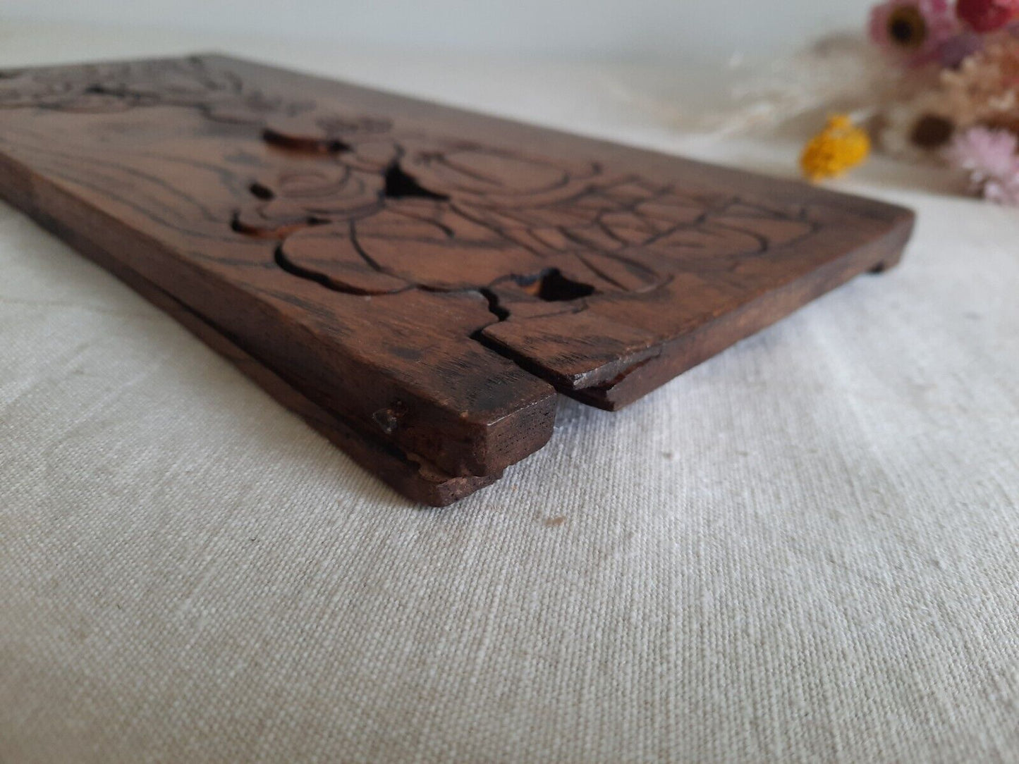 Vintage Wooden 1930s Crinoline Lady Folding Book Rack Case Tabletop Trough Deco