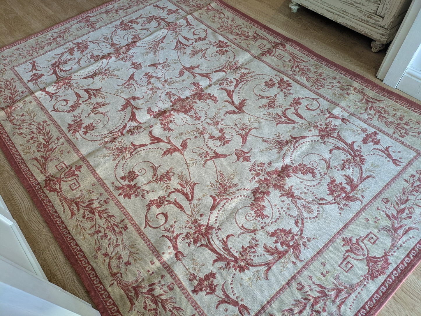 Laura Ashley Malmaison Rug Cream Red Vintage Traditional (234x165cm) Terracotta