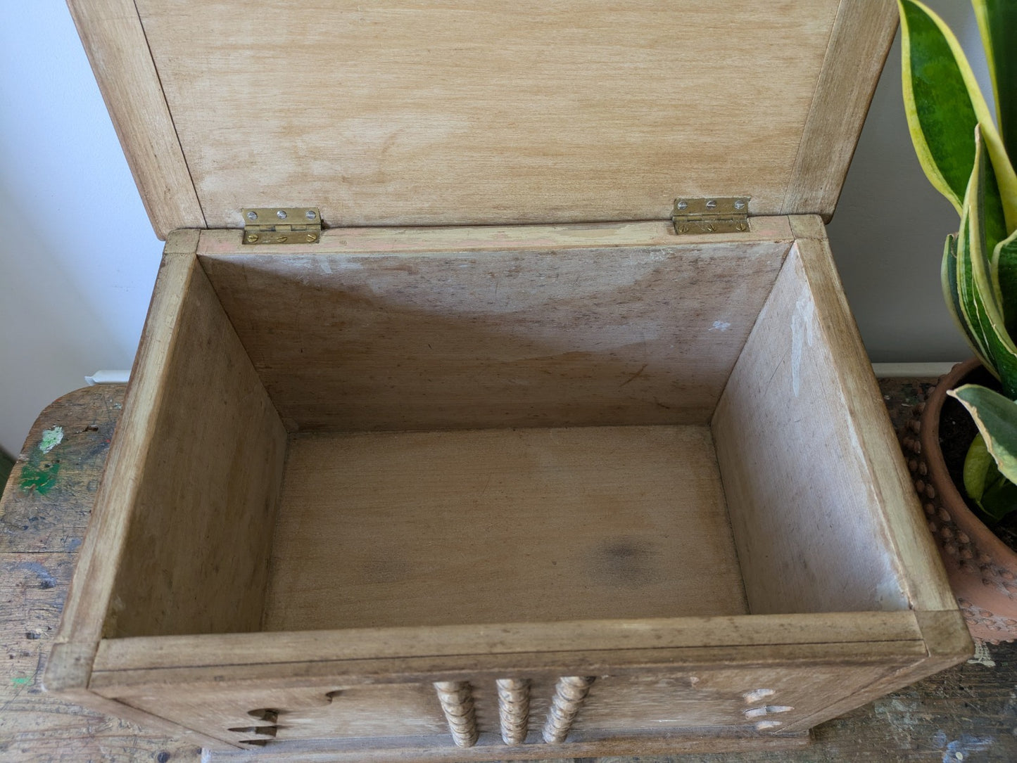 Antique Collectors Box Wood Victorian Small Chest Trunk Vtg Pine Ottoman Storage