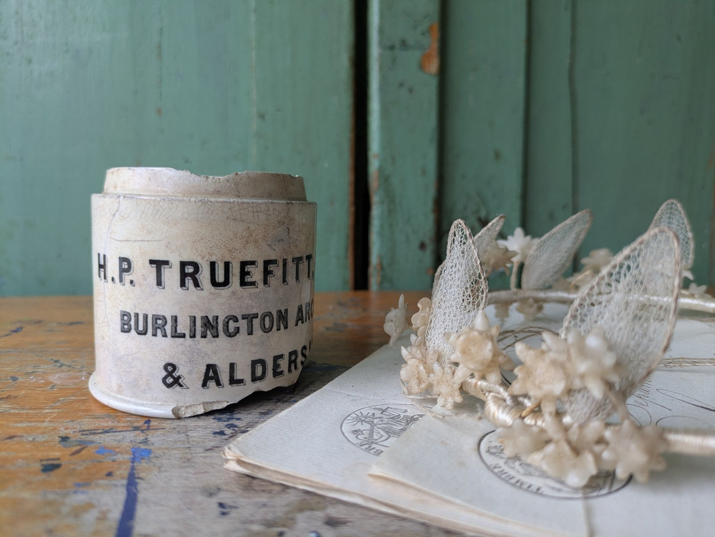 ANTIQUE c1890s H.P. TRUEFITT BURLINGTON ARCADE LONDON & ALDERSHOT COLD CREAM POT