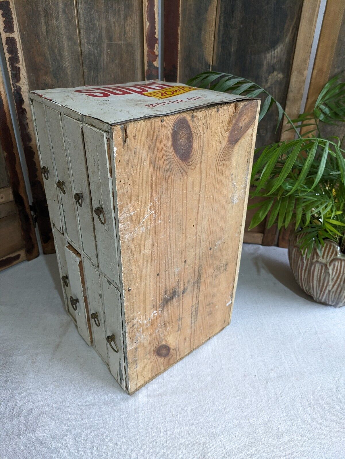 vintage Rustic Drawer office Motor Car drawers table desk top index Work Garage