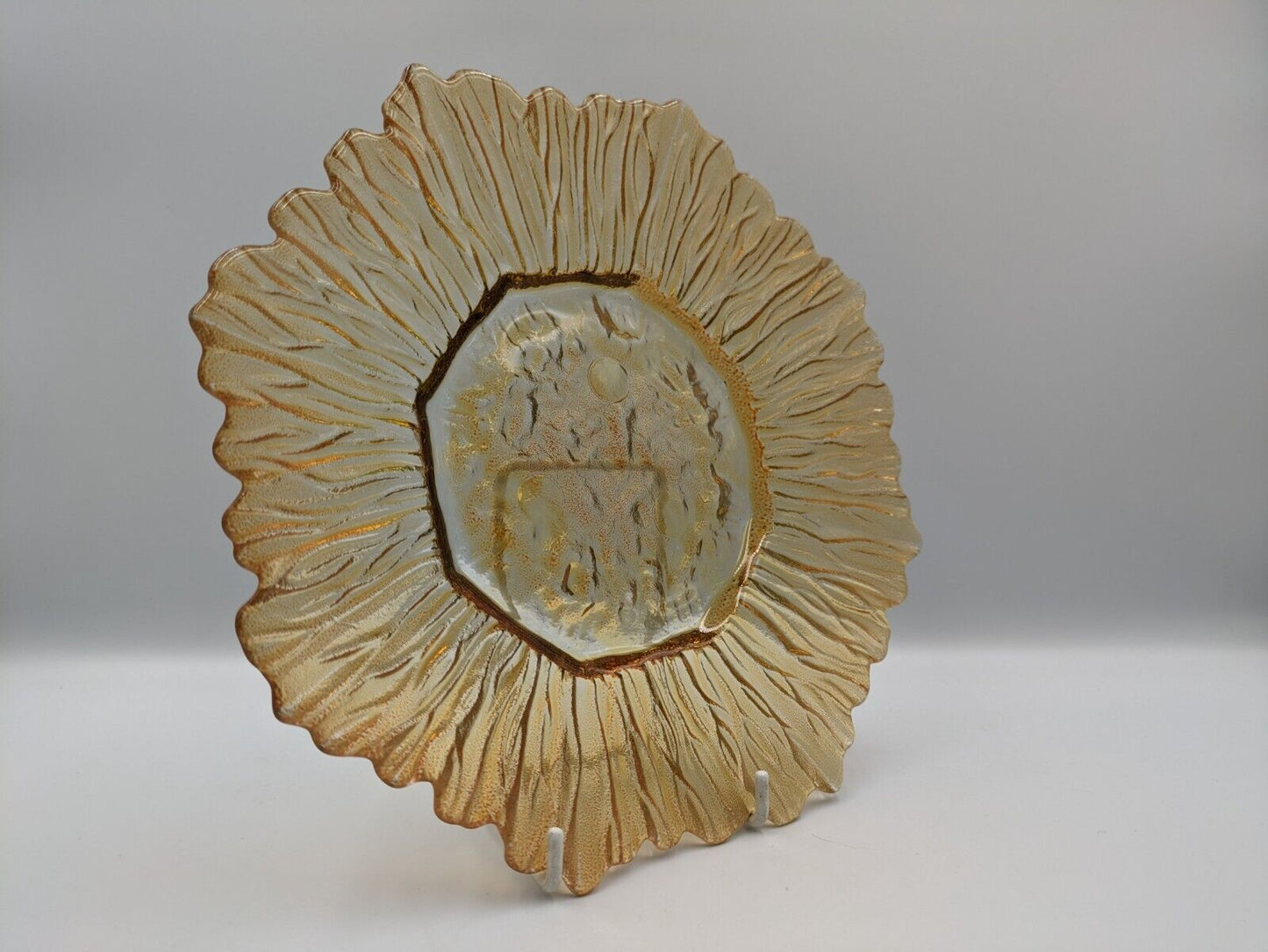 Vintage Anchor Hocking Style Sunflower Salad Plate in Amber Glass Retro Vgc Rare