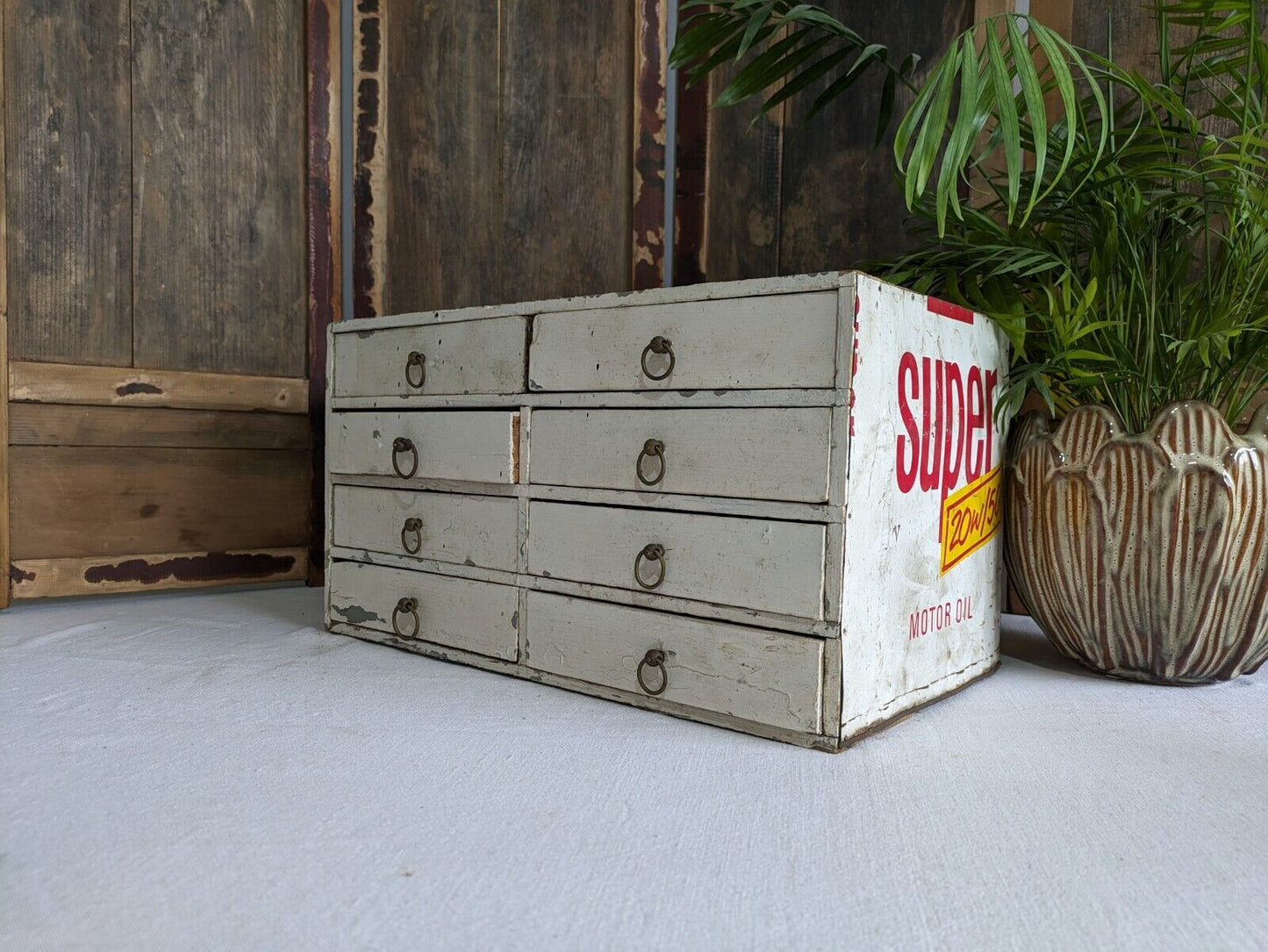 vintage Rustic Drawer office Motor Car drawers table desk top index Work Garage