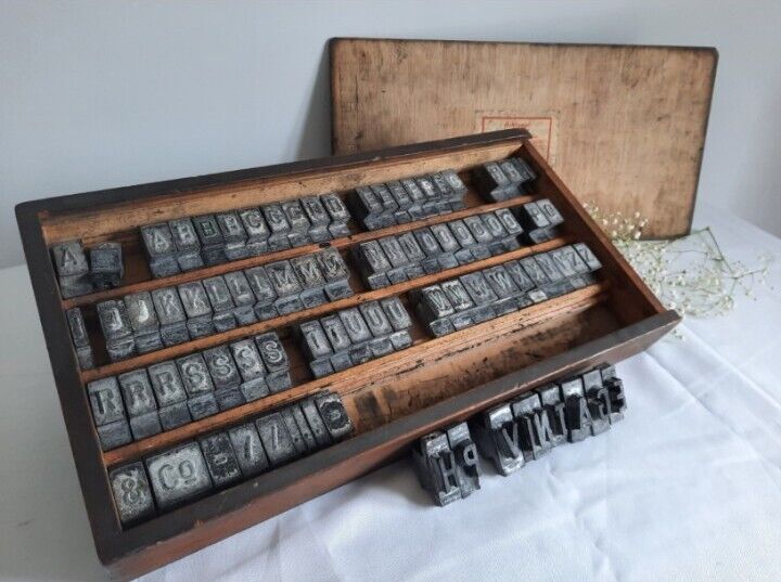 Boxed set Letterpress Printers Type Printing blocks complete numbers alphabet