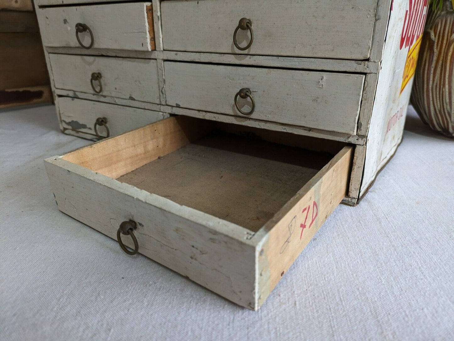 vintage Rustic Drawer office Motor Car drawers table desk top index Work Garage