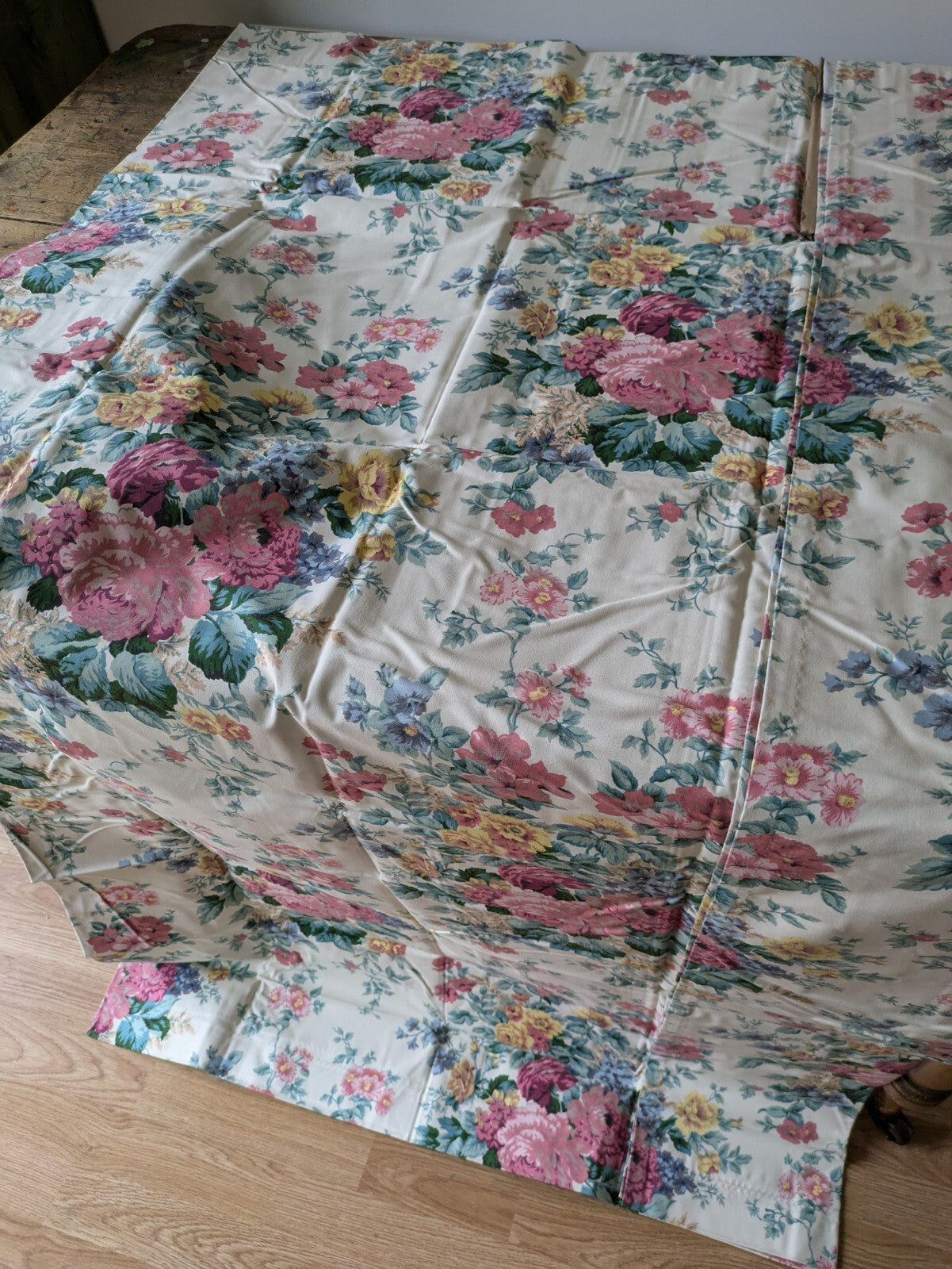 Pair Of Dreams 'n' Drapes Curtains New Each 90" W x 72" D Cabbage Rose Floral