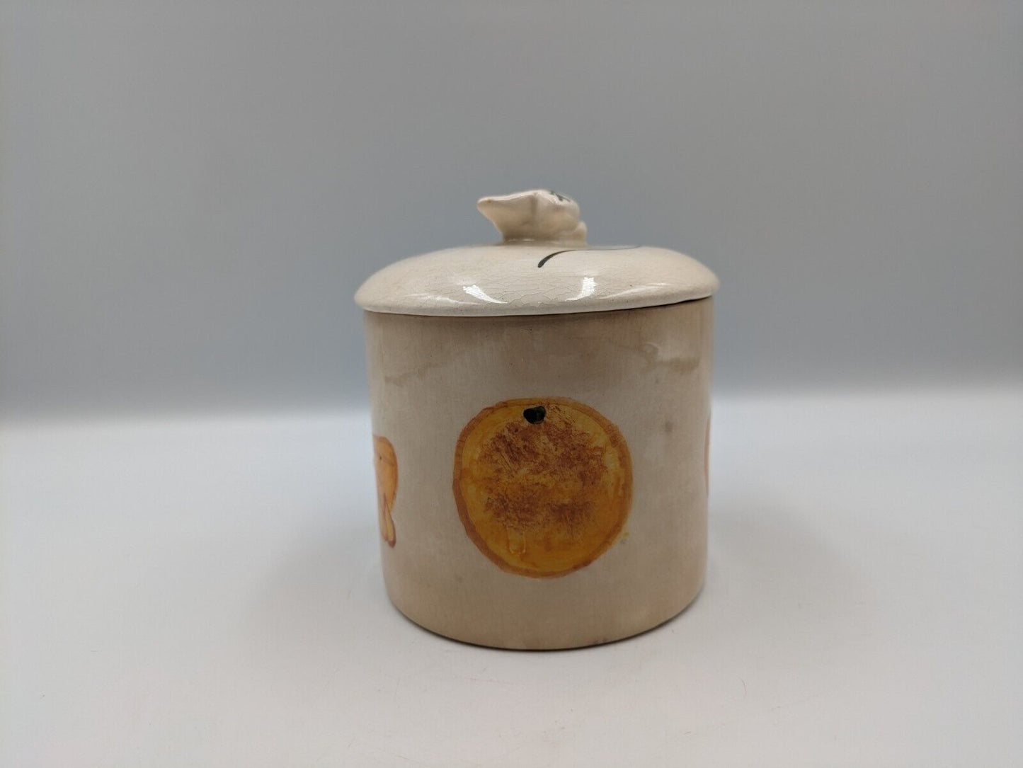 TONI RAYMOND POTTERY Orange Marmalade Preserve Jam Pot + Lid Torquay Devon Vtg