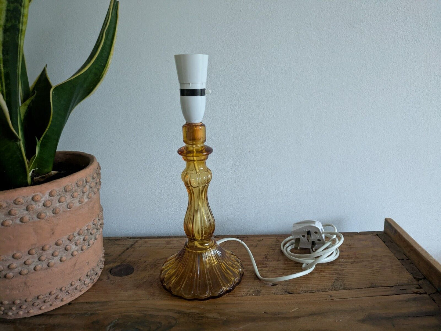Italian Glass Amber MCM Lamp Vintage Empoli Style Italy Prop Retro Mid Century