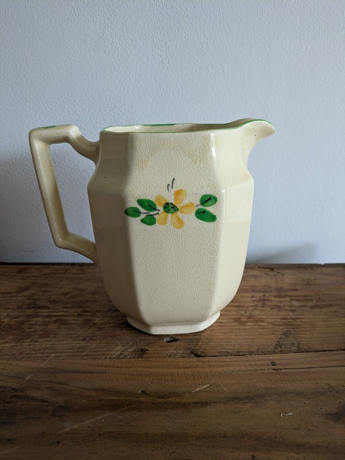 Vintage 1930s Rare Staffordshire Floral Large Pitcher Jug Prop Art Deco Milk Vgc