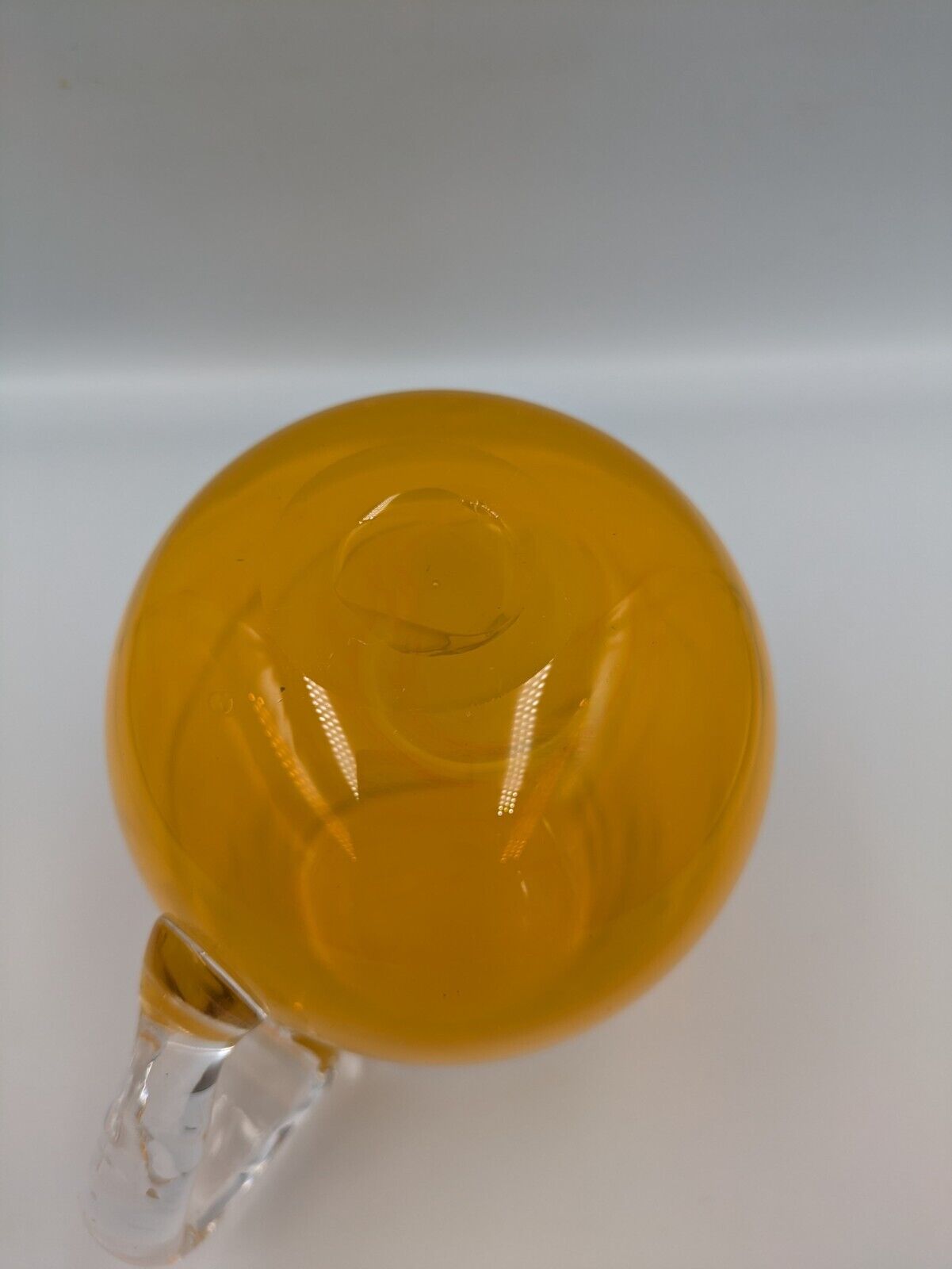 Hand Blown Glass Yellow Pinch Pitcher Applied Handle White Rim American Rare Vgc
