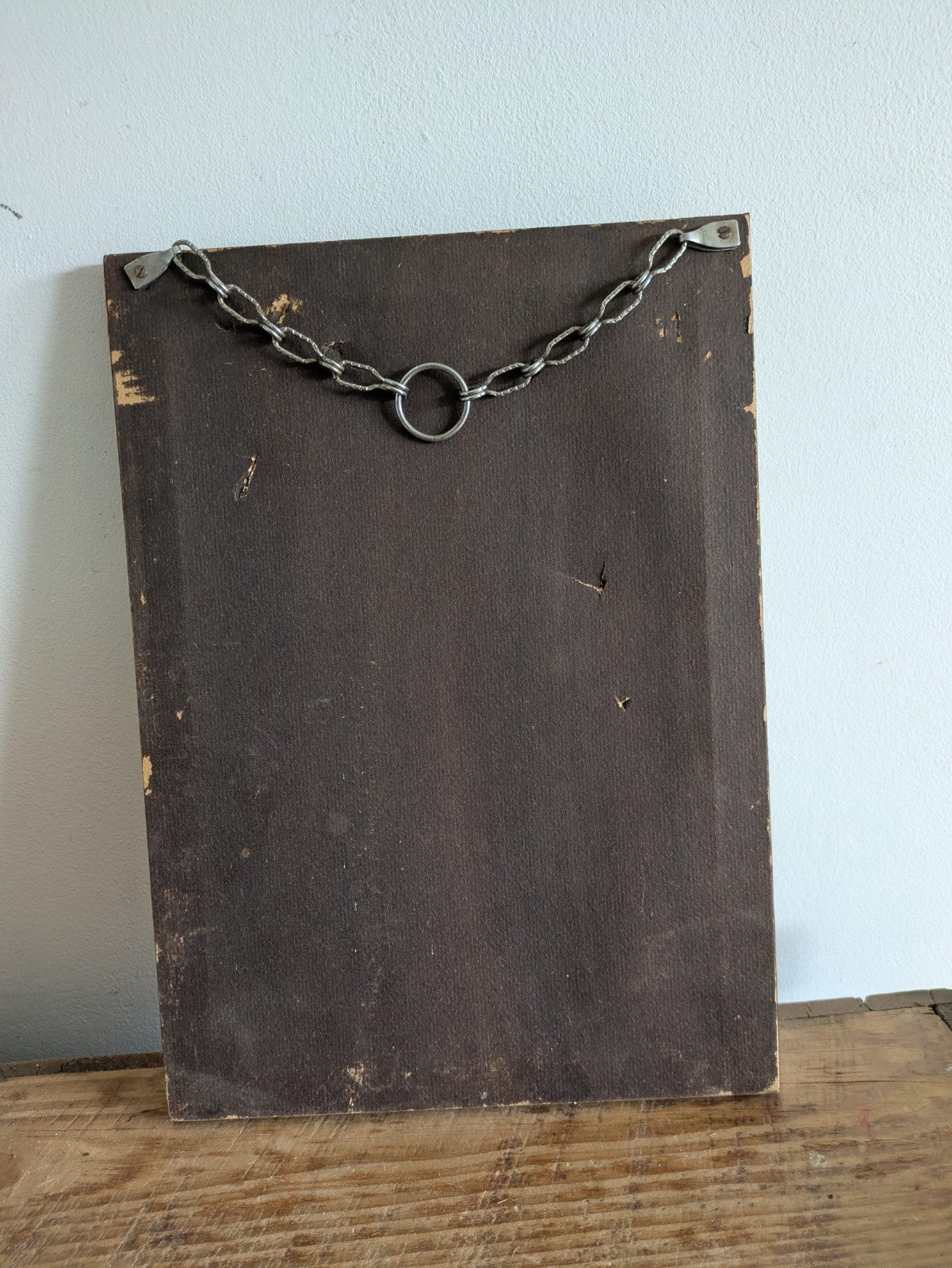 Art Deco 30s Wall Hanging Frameless Photo Frame Chain Bevel Picture WW2 Soldier