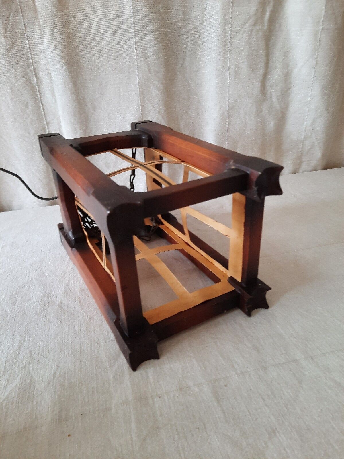 Vintage Hallway porch Wooden Light Fitting ceiling wood original chain retro old