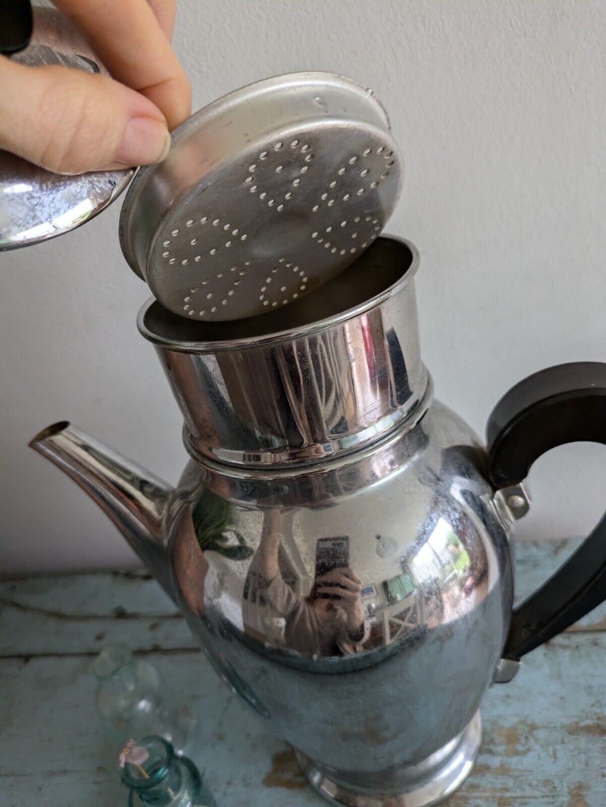 DAB Cafetière France Cuivre Chrome Coffee Pot Prop Larque Depose Kitchen Cafe