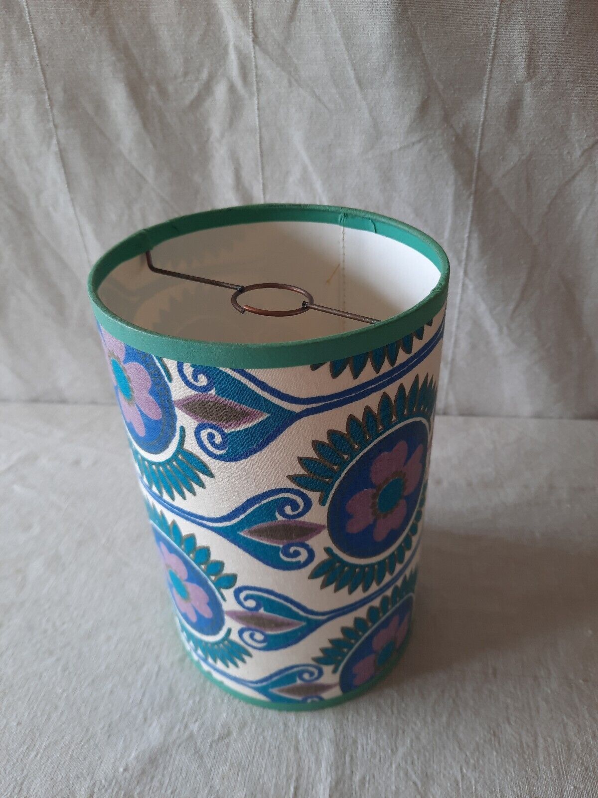 Lampshade Vtg retro Green Blue Pattern pendant shade 60s 70s light Lamp Flower