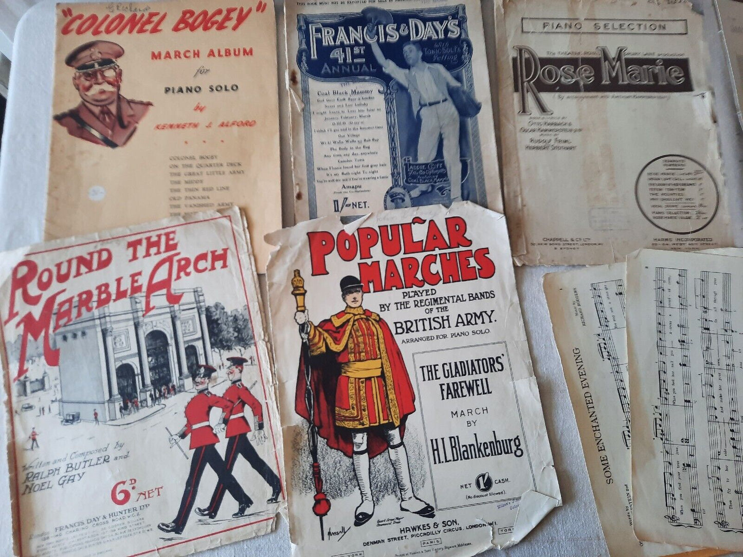 Vintage Lot Piano Sheet Music Manuscript Paper Marches UK British Rare Antique*