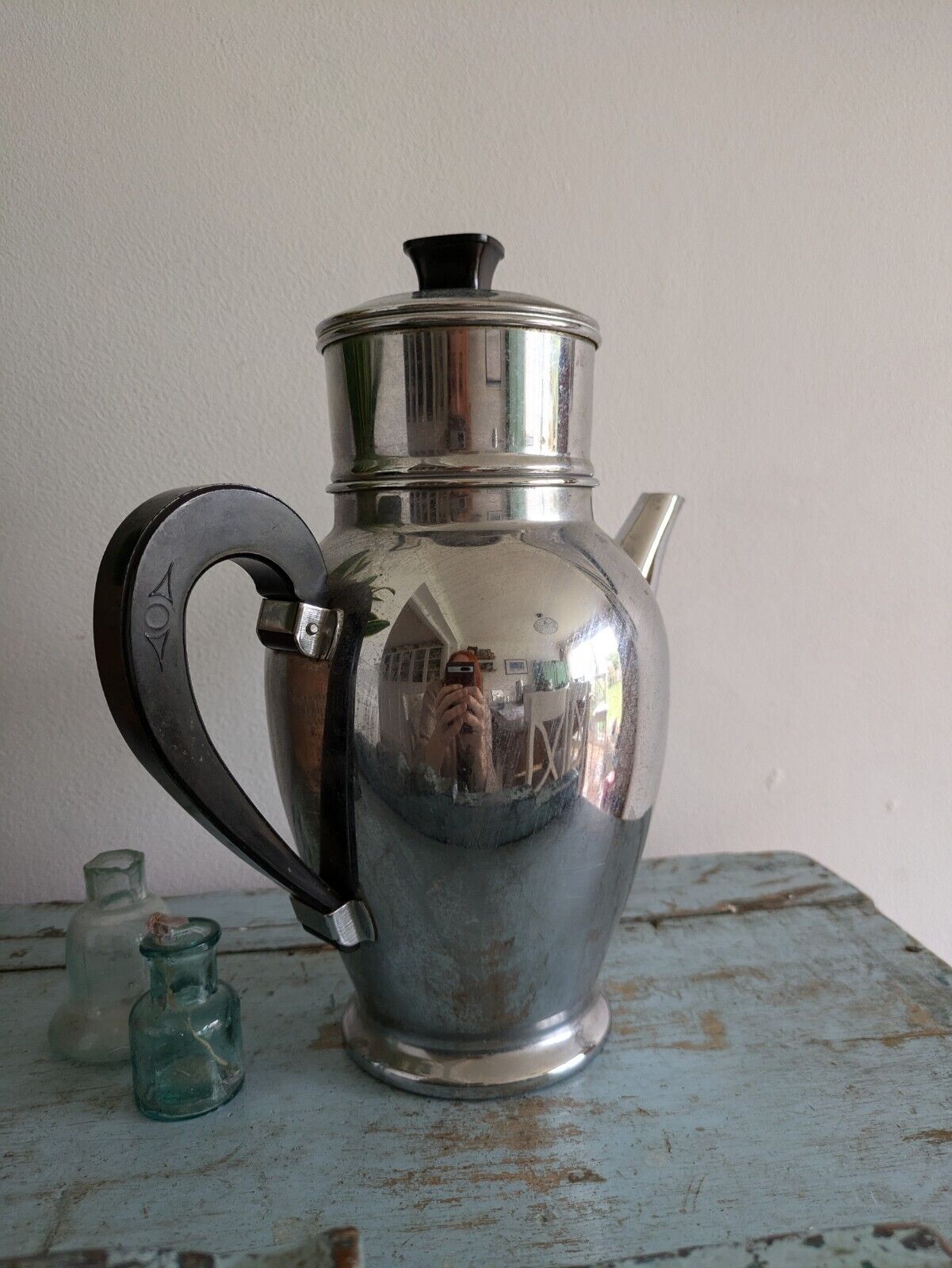 DAB Cafetière France Cuivre Chrome Coffee Pot Prop Larque Depose Kitchen Cafe