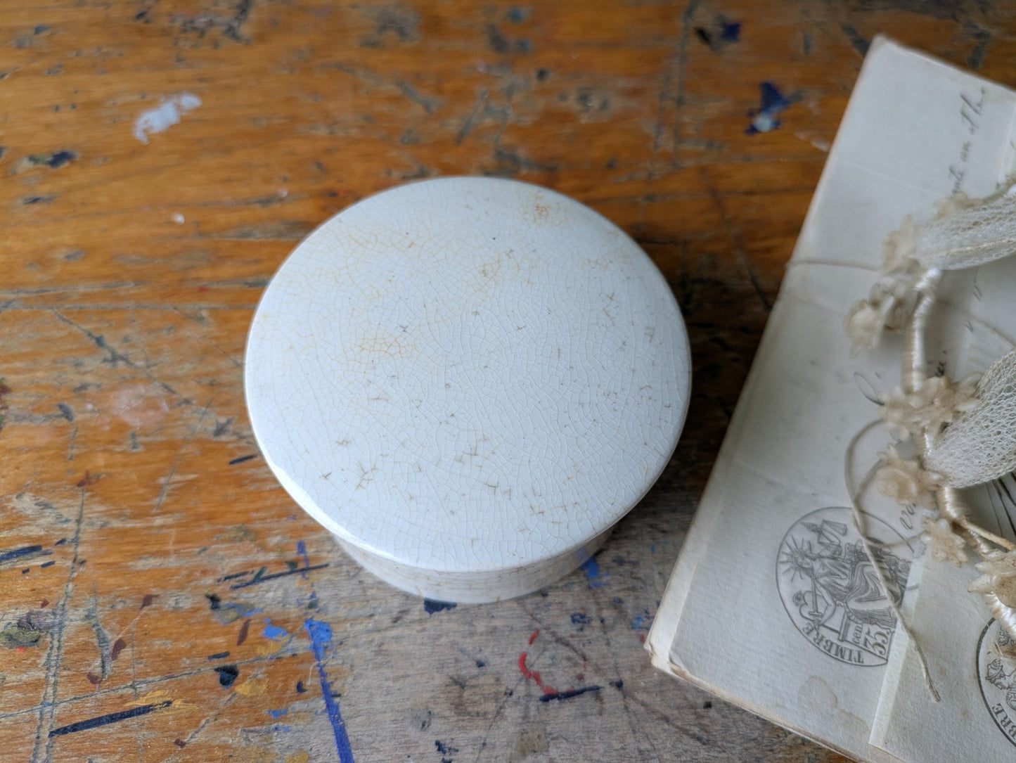Antique Victorian Ironstone Chemist Apothecary Pot With Lid Plain White Vintage*