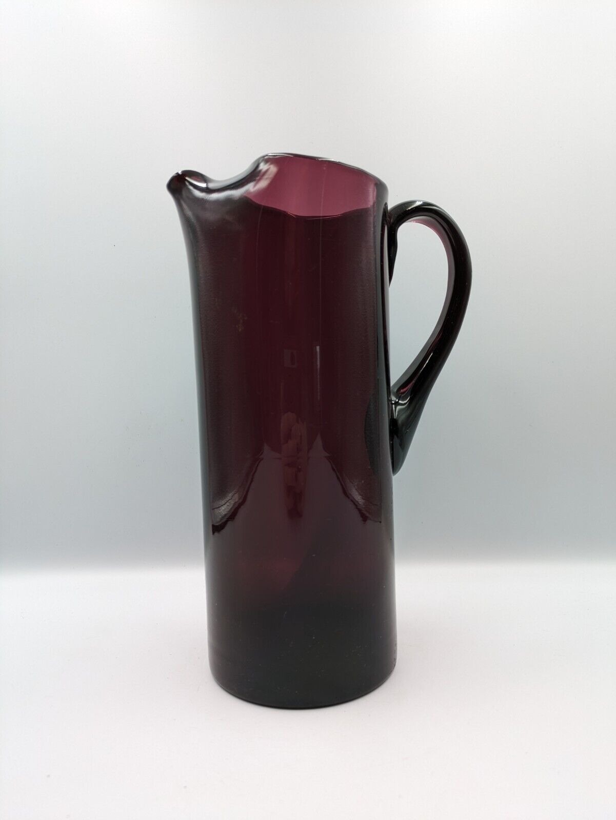 Tall Vintage Italian Amethyst Art Glass Hand Blown Pitcher Mid Century Modern