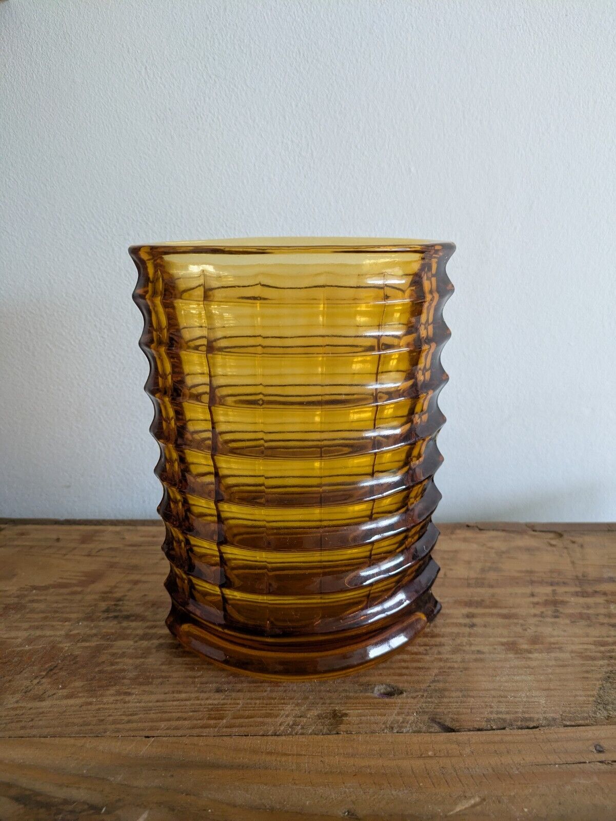 RARE 1975 Zabkowice Glass Works Amber Vase Jan Sylwester Drost New Look Optical