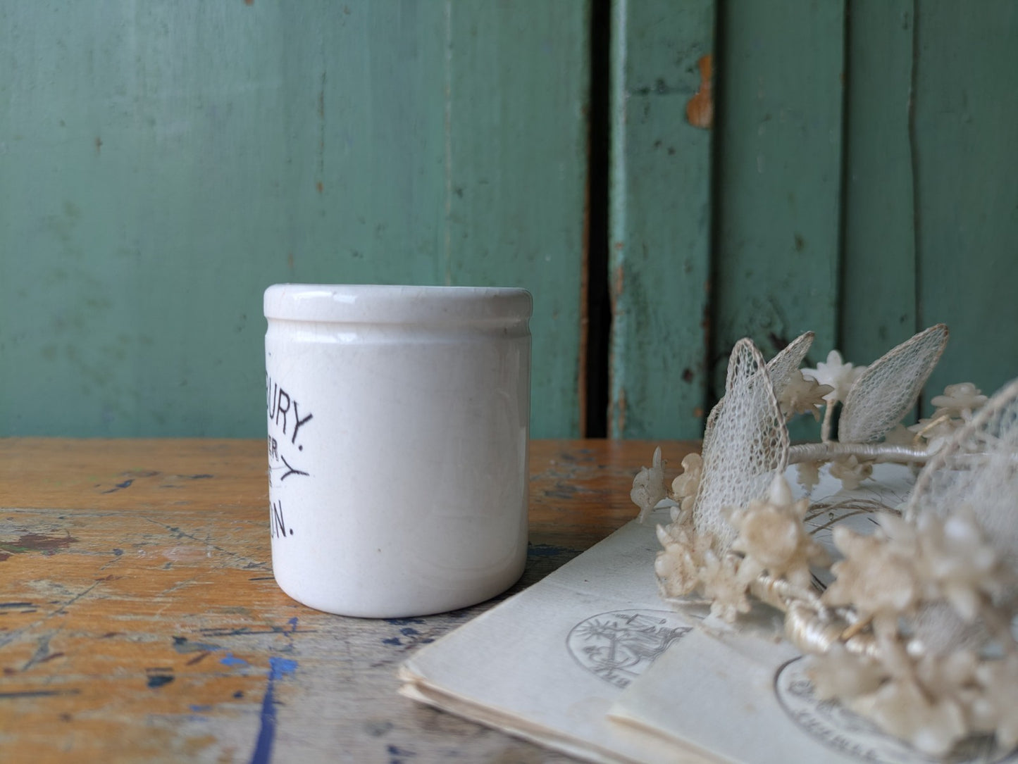 Antique Sainsbury’s Bloater Paste Pot Pantry Jar c 1880s VTG Ironstone London