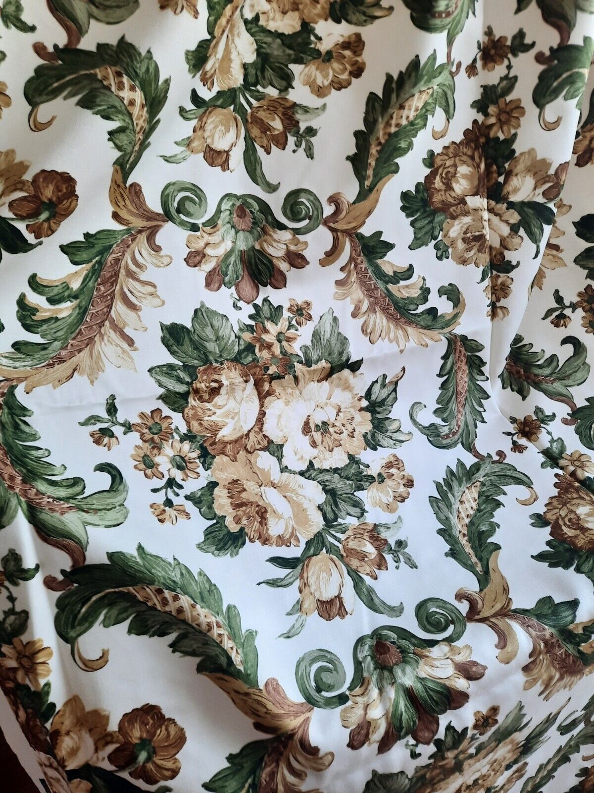 SANDERSON CURTAIN FABRIC "Perito" 5.9 METRES WHITE ROSE VINTAGE RARE UPHOLSTERY